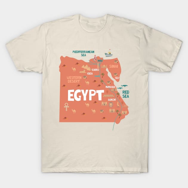 Egypt illustrated map T-Shirt by JunkyDotCom